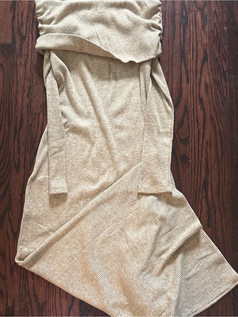 Mango Ribbed Knit Maxi Dress in Beige